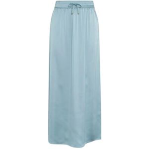 Herno, Rokken, Dames, Blauw, S, Katoen, Zijden Crepe Lange Rok met Zijdelingse Split