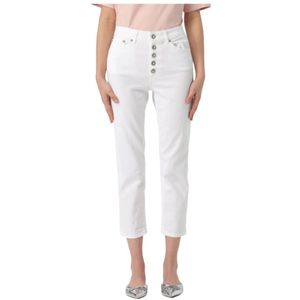 Dondup, Broeken, Dames, Wit, W33, Katoen, Cropped Broek