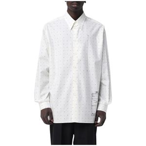 MM6 Maison Margiela, Overhemden, Heren, Wit, M, Katoen, Stippenprint Wit Overhemd