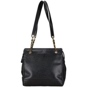 Chanel Vintage, Pre-owned, Dames, Zwart, ONE Size, Leer, Pre-owned Leather totes