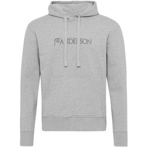 JW Anderson, Sweatshirts & Hoodies, Heren, Grijs, L, Katoen, Lichtgrijze Hoodie met Kangoeroezak