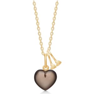 Frk. Lisberg, Accessoires, Dames, Geel, M, Rookkwarts Hart Ketting met Kleine Harten