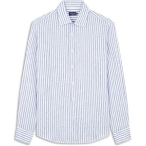 Paul & Shark, Overhemden, Heren, Blauw, M, Linnen, Linnen overhemd met Franse kraag