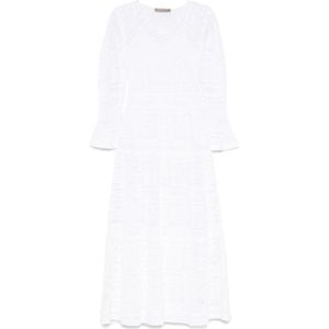 D.Exterior, Kleedjes, Dames, Wit, S, Katoen, Elegante Bianco Jurk voor Vrouwen