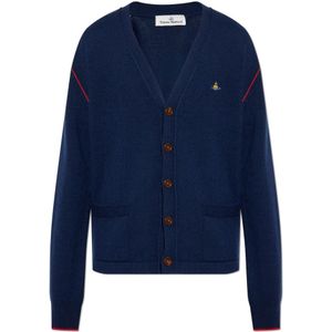 Vivienne Westwood, Truien, Heren, Blauw, S, Wol, Cardigan met Cashmere Mix