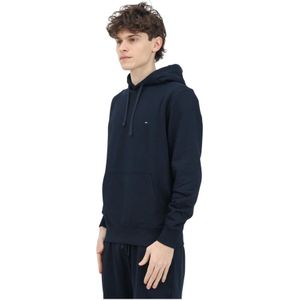 Tommy Hilfiger, Sweatshirts & Hoodies, Heren, Blauw, XL, Katoen, Blauwe Hoodie Sweater Casual Stijl