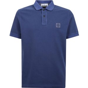 Stone Island, Tops, Heren, Blauw, S, Katoen, Slim Fit Katoenen Polo Shirt