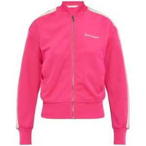Palm Angels, Sweatshirts & Hoodies, Dames, Roze, M, Polyester, Sweatshirt met Geborduurd Logo