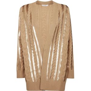 Max Mara, Truien, Dames, Bruin, M, Wol, Oversized Cardigan in wol en kasjmier