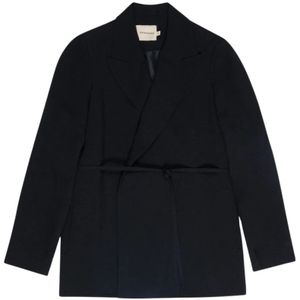 The New Society, Jassen, Dames, Zwart, S, Leer, Eros Woman Blazer Caviar