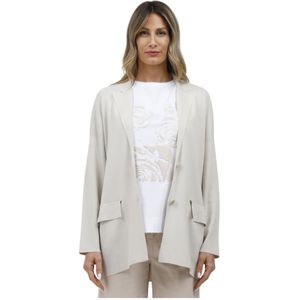 Alpha Studio, Jassen, Dames, Beige, S, Viscose jas met twee zakken
