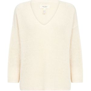 Part Two, Truien, Dames, Wit, 3Xl, Katoen, Eggnog Gebreide Trui met 3/4 Mouwen