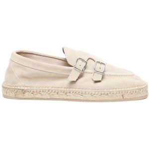 Eleventy, Schoenen, Heren, Beige, 43 EU, Linnen, Platte Schoenen met Afgeschuinde Neus