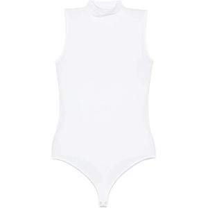 Wolford, Tops, Dames, Wit, M, Wol, Witte Mouwloze Top met Hoge Hals