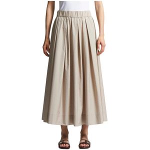 Peserico, Rokken, Dames, Beige, L, Katoen, Lange rok van lichtgewicht technisch parachute katoen