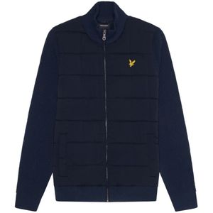 Lyle & Scott, Truien, Heren, Zwart, 2Xl, Katoen, Hybride Cardigan met Rits en Textuur