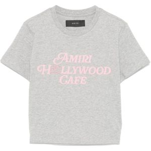 Amiri, Tops, Dames, Grijs, M, Grijze Crew Neck Korte Mouw T-shirt