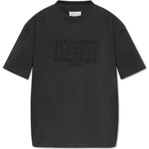 Maison Margiela, Tops, Heren, Grijs, XL, Katoen, Logo T-Shirt