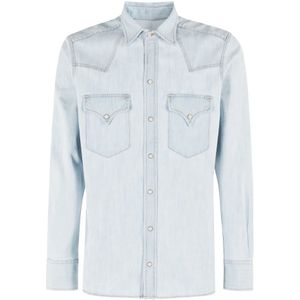 Fortela, Overhemden, Heren, Blauw, L, Denim, Denim Texan Shirt Blauw Regular Fit
