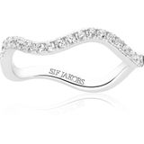 Sif Jakobs Jewellery, Accessoires, Dames, Grijs, 56 MM, Sterling Zilveren Waves Ring met Witte Zirkonia