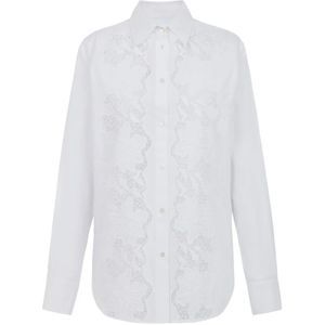 P.a.r.o.s.h., Blouses & Shirts, Dames, Wit, XS, Katoen, Witte Shirt met Kantinzetstuk