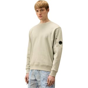 C.p. Company, Sweatshirts & Hoodies, Heren, Beige, M, Katoen, Diagonale Fleece Crew Neck Sweatshirt