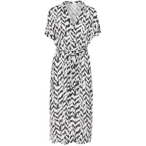 Saint Tropez, Kleedjes, Dames, Zwart, 2Xl, Monochrome Strokes Overhemdjurk