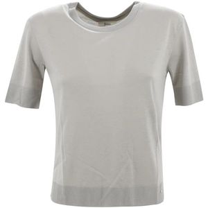Herno, Tops, Dames, Grijs, XS, Katoen, Grijze Katoen-Lyocell Gebreide Trui