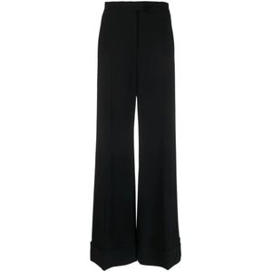 Moschino, Broeken, Dames, Zwart, XS, Zwarte Broek met Hoge Taille en Wijde Pijpen