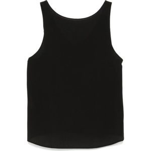 Emporio Armani, Tops, Dames, Zwart, M, Zwarte Wrap V-hals Mouwloze Top