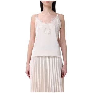Hanita, Tops, Dames, Beige, S, Polyester, Room Kant Cami Top Elegante Stijl