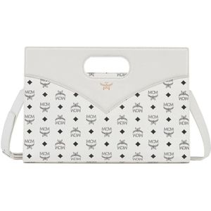 Mcm, Tassen, Dames, Wit, ONE Size, Leer, Diamanten tas gemaakt van Visetos leermix