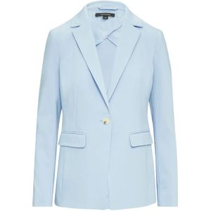 Comma, Jassen, Dames, Blauw, L, Leer, Getailleerde blazer met klepzakken