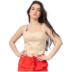 Guess, Tops, Dames, Beige, S, Polyester, Beige Bustier Top met Sweetheart Neckline