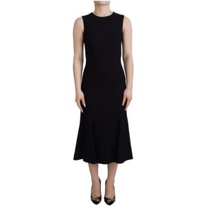 Dolce & Gabbana, Kleedjes, Dames, Zwart, XS, Zwart Elegant Uitlopende Etui Jurk