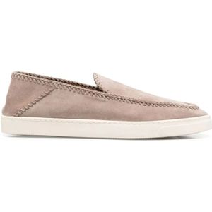 Giorgio Armani, Schoenen, Heren, Beige, 44 EU, Leer, Elegante Beige Leren Sneakers