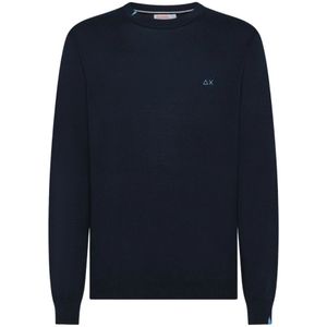 Sun68, Truien, Heren, Blauw, XL, Katoen, Rondgebreide trui