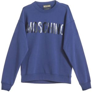 Moschino, Sweatshirts & Hoodies, Heren, Blauw, XL, Katoen, Blauwe Logo Sweatshirt Ronde hals 100% Katoen