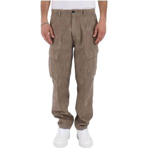 Dondup, Broeken, Heren, Beige, W33, Katoen, Cargo Camo Broek met knoopsluiting