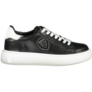 Blauer, Schoenen, Dames, Zwart, 36 EU, Zwarte leren damessneaker met strass
