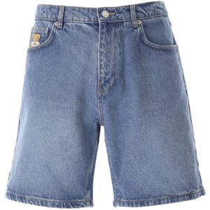 Moschino, Korte broeken, Heren, Blauw, XL, Denim, Denim Teddy Bear Bermuda Shorts