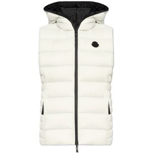 Moncler, Jassen, Dames, Wit, XS, Leer, Vest Barraux