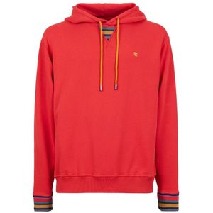 Gallo, Sweatshirts & Hoodies, unisex, Rood, M, Katoen, Uniseks rode capuchonkatoenen sweatshirt met effen kleur en multicolor inzetstukken