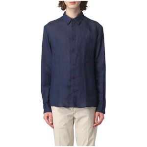 A.p.c., Overhemden, Heren, Blauw, XL, Linnen, Klassieke Linnen Overhemd Relaxte Pasvorm