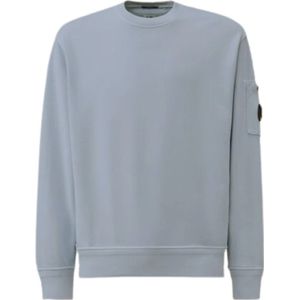 C.p. Company, Sweatshirts & Hoodies, Heren, Blauw, M, Katoen, Diagonaal Fleece Crewneck Sweatshirt