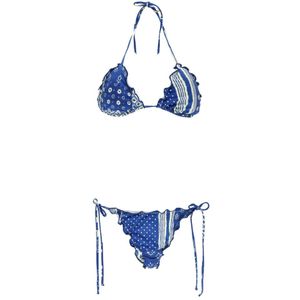 Saint Barth, Badkleding, Dames, Blauw, S, Blauwe Indigo Bikini Driehoek Top Ruches