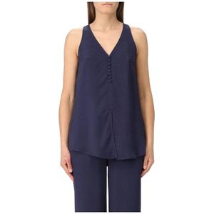 Emporio Armani, Tops, Dames, Blauw, XS, Blauwe Zijden Tanktop Stijlvol Veelzijdig