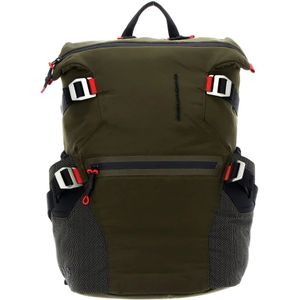 Piquadro, Tassen, Heren, Groen, ONE Size, Polyester, Groene Polyester Rugzak
