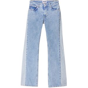 Moschino, Jeans, Dames, Blauw, W30, Katoen, Laagbouw Flared Jeans in Blauw