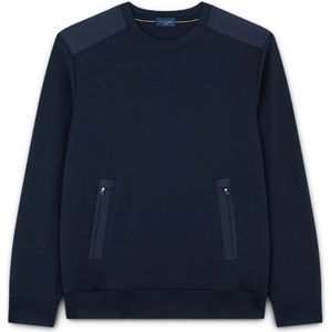Paul & Shark, Sweatshirts & Hoodies, Heren, Blauw, 2Xl, Katoen, Waterdicht Fleece Sweatshirt met Stretch Details